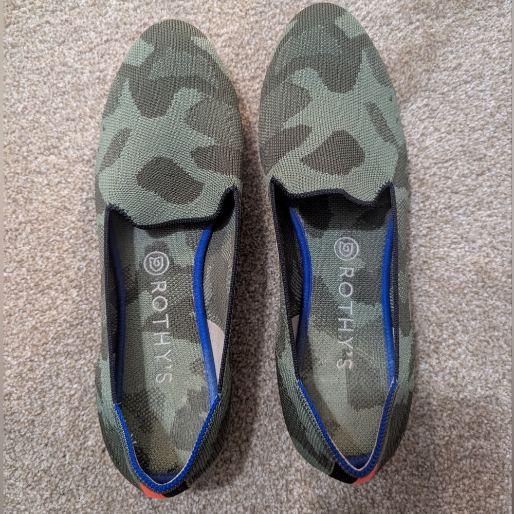 EUC Rothy's Camo Loafer Slip In Shoes Flats Size 10.5